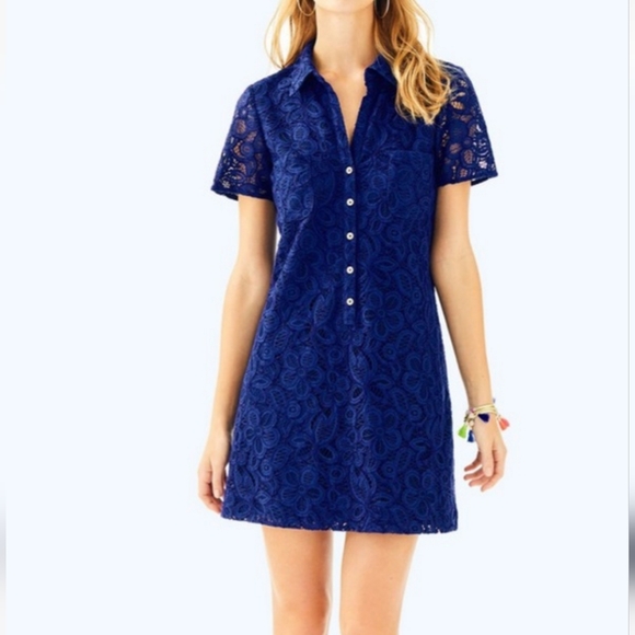 Lilly Pulitzer Dresses & Skirts - Lilly Pulitzer Nelle dress High tide pop floral lace 8 28481